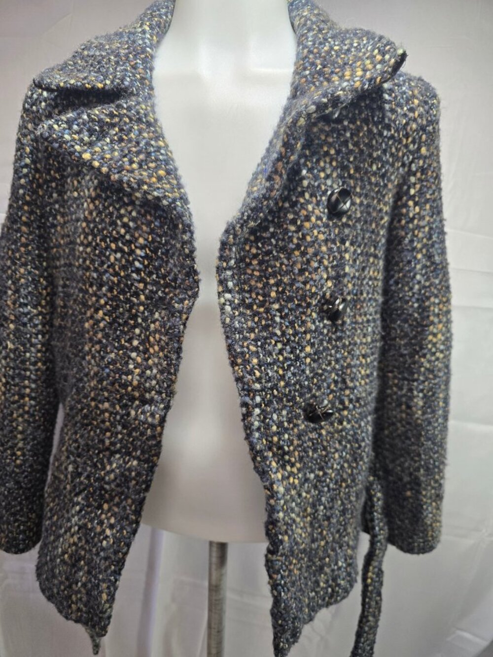 Joseph Medium Boucle Wool-Blend Coat Multicolor Belted